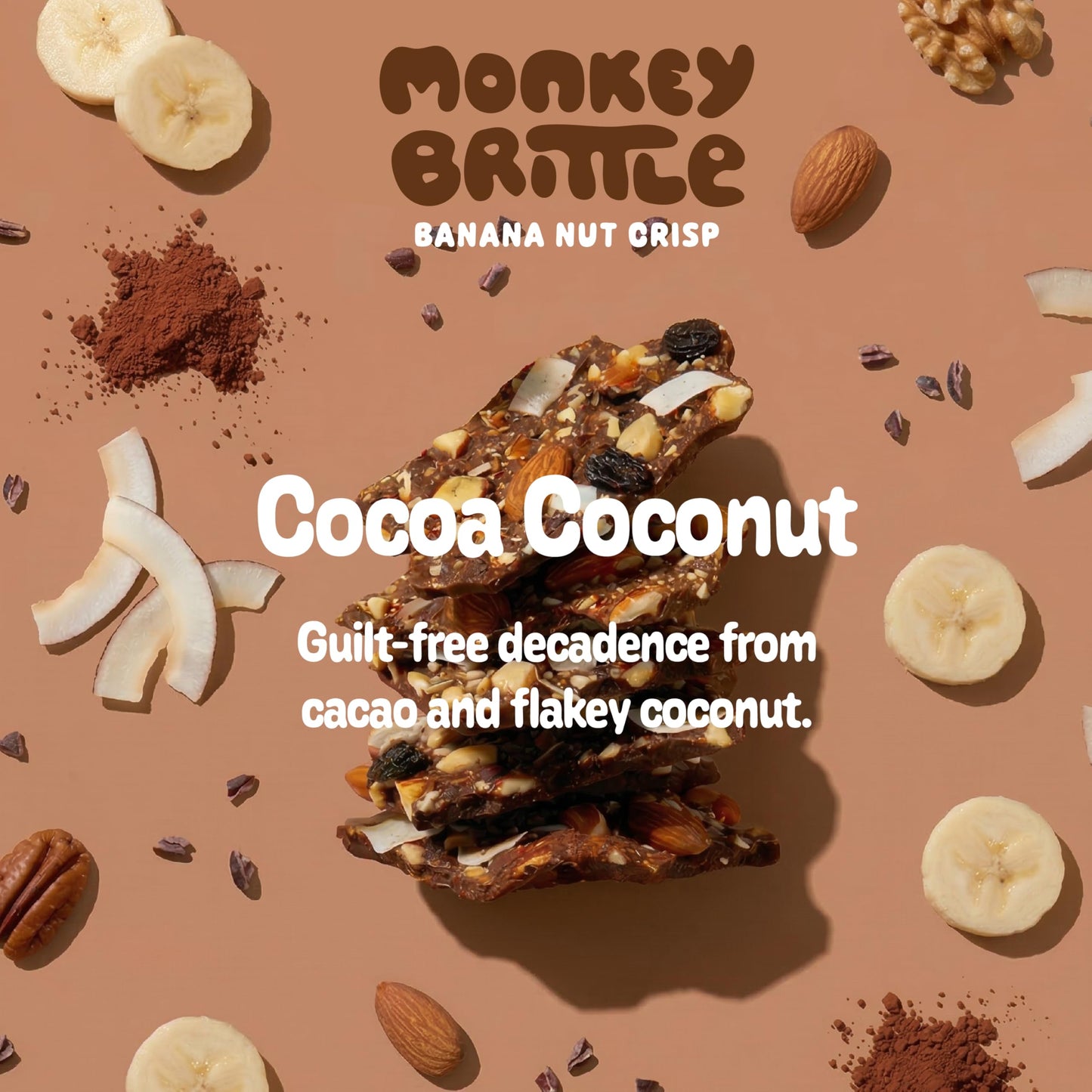 Monkey Brittle Healthy Snacks, Crispy Plant-Based Treats for Kids & Adults, Vegan & Gluten-Free, All-Natural Snack for School, Sports, Camping