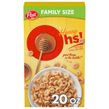 Honey Ohs! Cereal, Crunchy Sweetened Corn, Oats and Rice Os, Family Size Breakfast, 20 oz Box