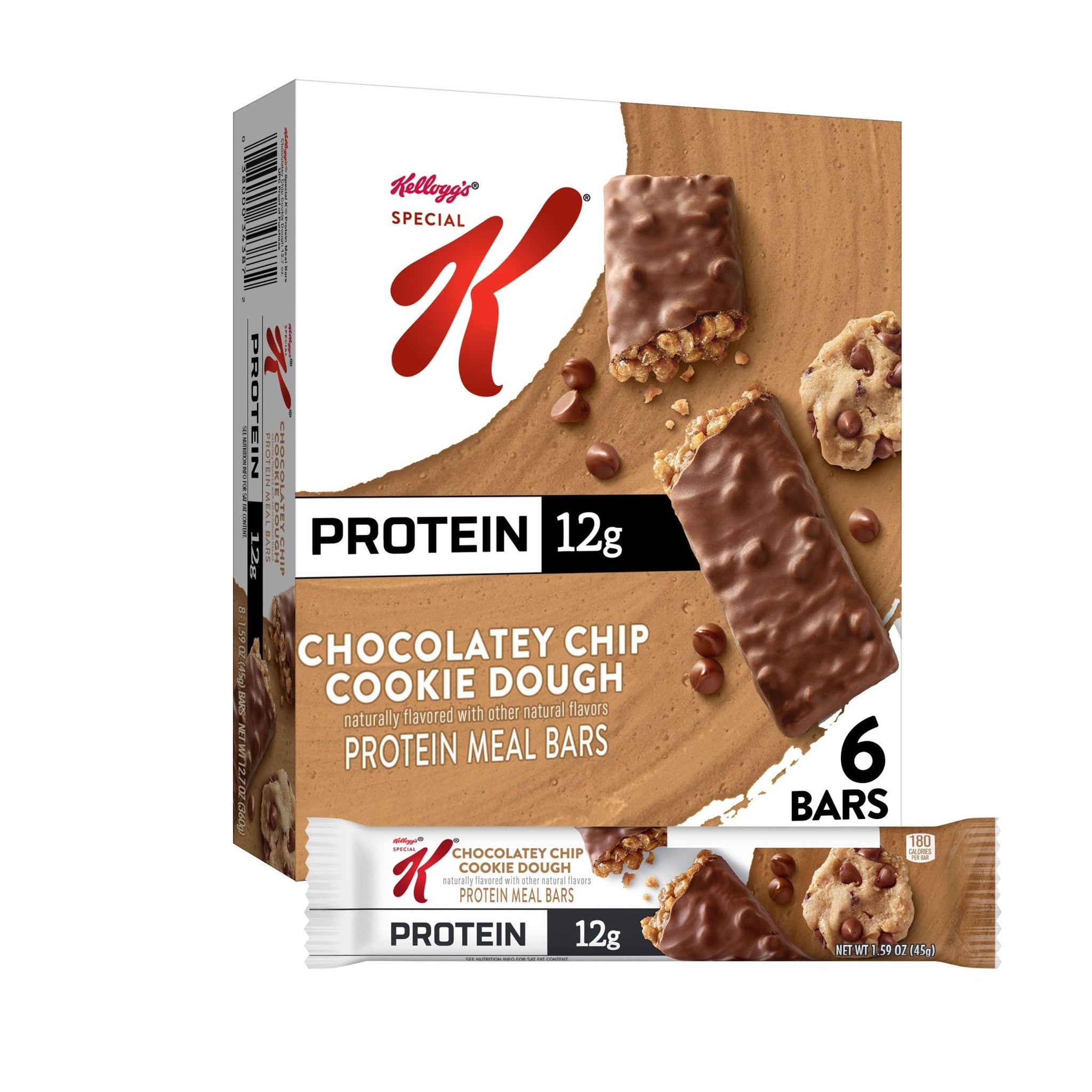Special K Bar Protein Meal Bars, Meal Replacement, Protein Snacks, Chocolatey Chip Cookie Dough, 9.5oz Box (6 Count)