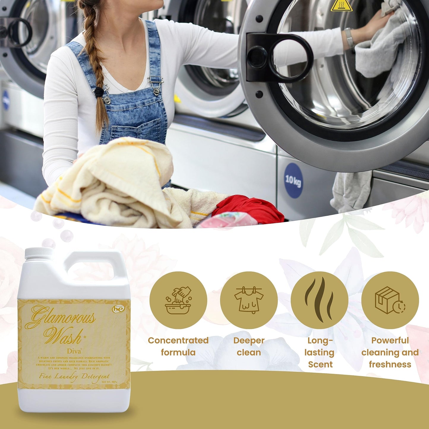 Worldwide Nutrition Bundle Compatible with Tyler Candle Company Glamorous Wash Diva Laundry Liquid Detergent - Diva Scented Luxury Detergent - Hand