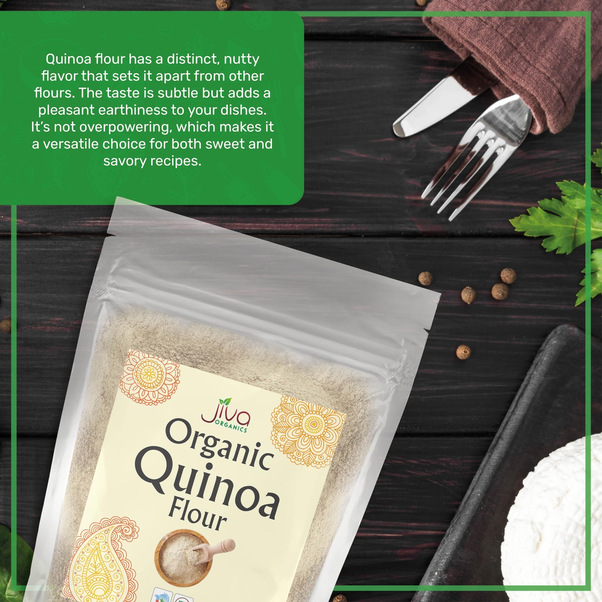 Jiva Organics Premium Quinoa Flour 2 LB Bag - Non GMO