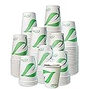 EcoQuality 8 oz Compostable Paper Cups - Biodegradable Disposable White Paper Coffee Cups PLA Lined - Eco-friendly Hot and Cold Drinking Cups