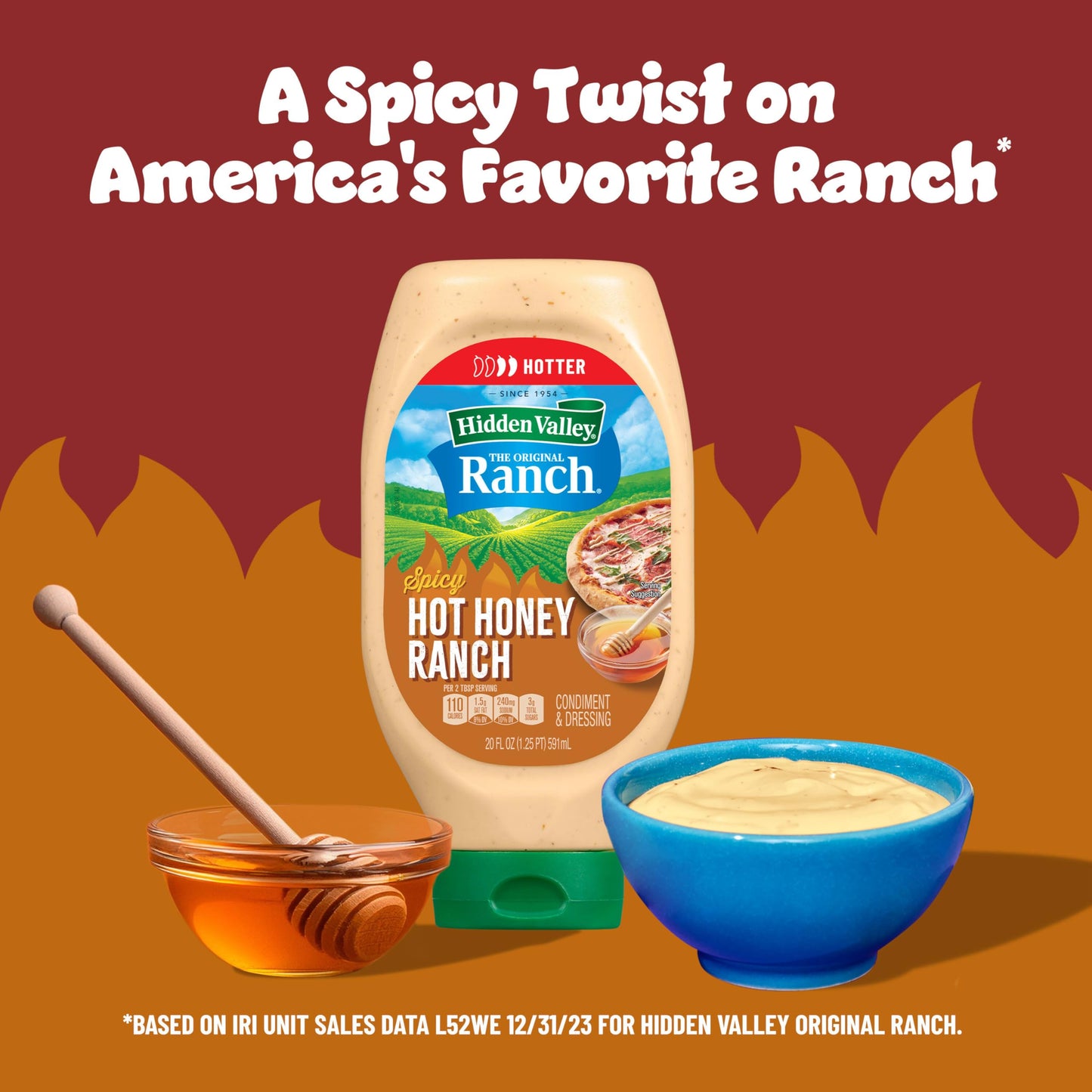Hidden Valley Spicy Hot Honey Ranch Condiment and Dressing, 20 FZ