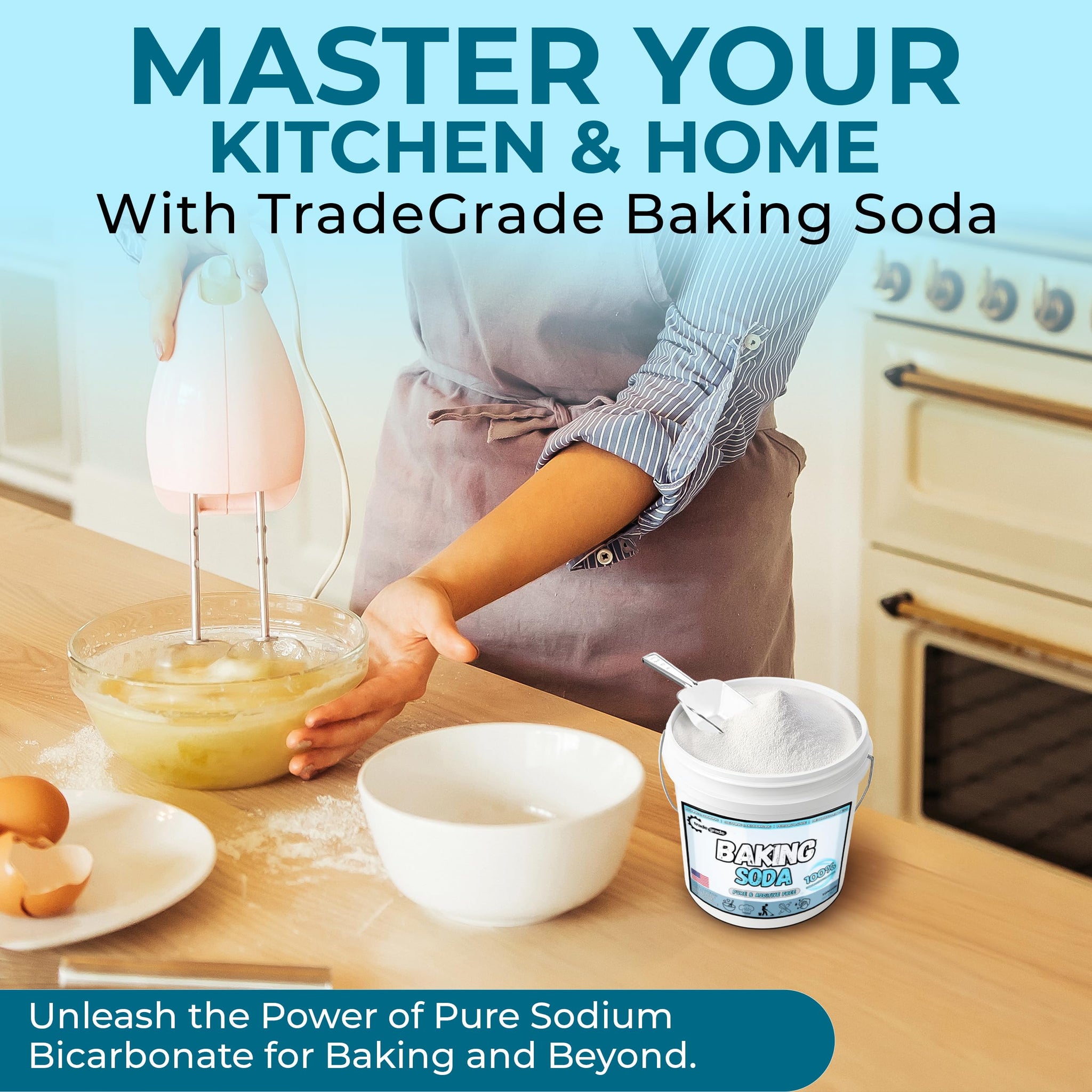 TradeGrade Pure Baking Soda Powder (1 Gallon) Food-Grade Sodium Bicarbonate Powder for Cooking, Cleaning & Deodorizing