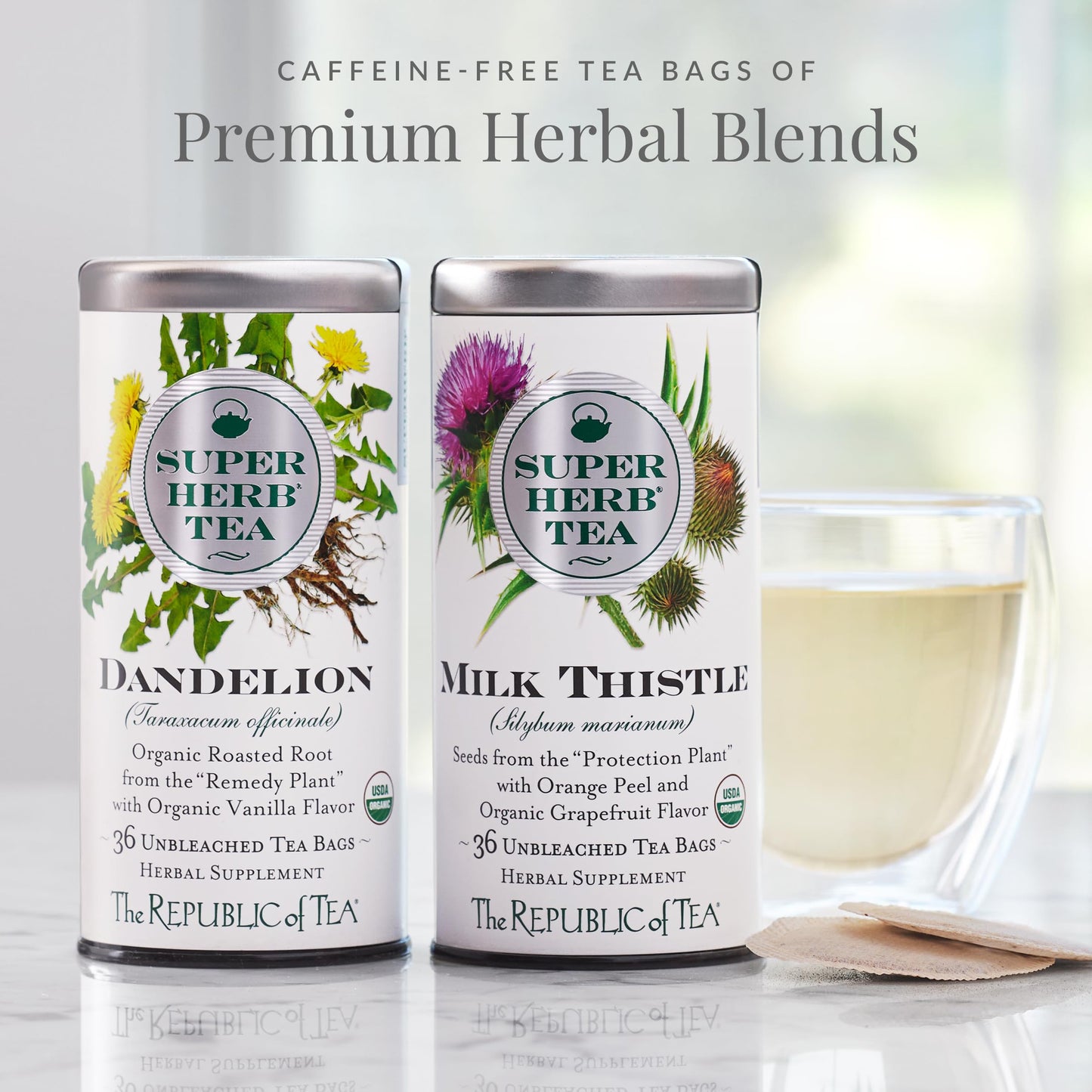 The Republic of Tea - Raspberry Leaf SuperHerb Tea Tin, 36 Herbal Tea Bags, Naturally Caffeine-Free