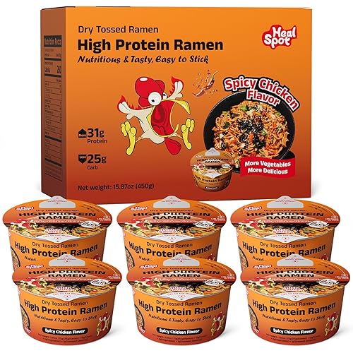 HealSpot High Protein Spicy Chicken Ramen,Dry Tossed Noodles,More 31g Plant-Based Protein Pasta,Low Fat,Low Carb,Non-GMO,Keto & Vegan
