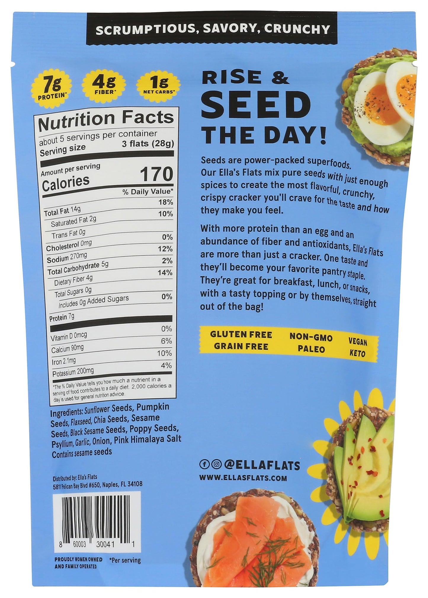 Ella's Flats Everything Seed Crackers, 4.8 OZ