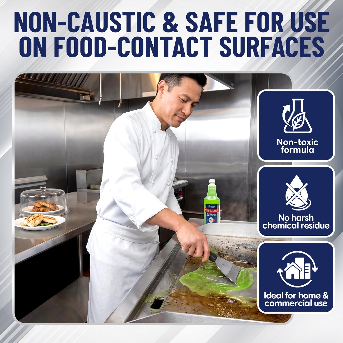 Griddle-Whiz Grill & Griddle Cleaner | Removes Grease, Food Residue, Burnt On Organics | Non-Toxic High Heat Flat Top Grill Cleaner & Food Contact