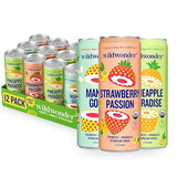 wildwonder Sparkling Probiotic Drink 12pk, For Gut Health & Immune Support, Tropical Vibes Variety, 5g Prebiotic Fiber, Live Probiotics, Organic