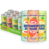 wildwonder Sparkling Probiotic Drink 12pk, For Gut Health & Immune Support, Tropical Vibes Variety, 5g Prebiotic Fiber, Live Probiotics, Organic