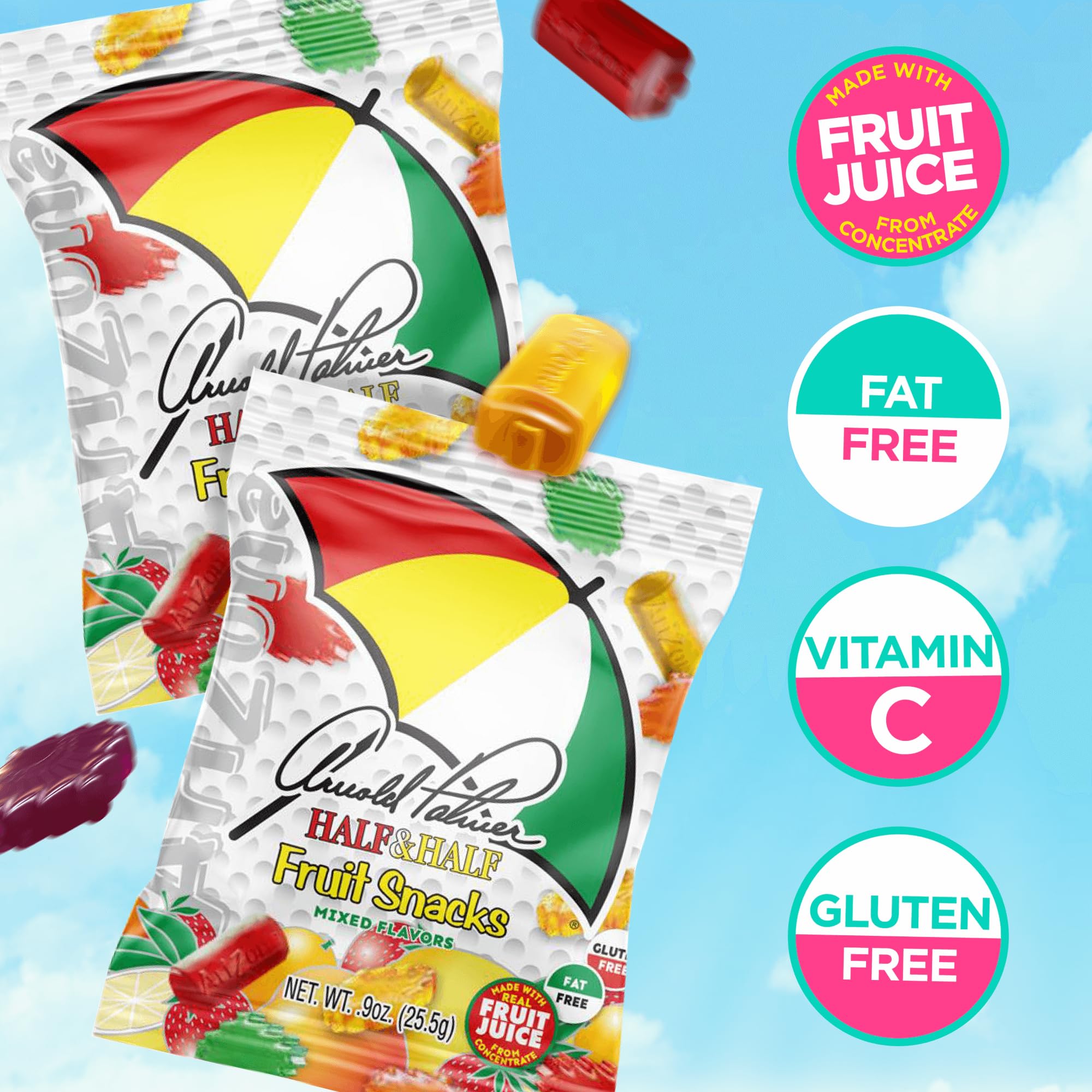 AriZona Fruit Snacks, Arnold Palmer - 10 Boxes of 10ct 0.9oz Bags (Total 100 ct. 0.9oz Bags) - Gluten Free - Gummy Chews