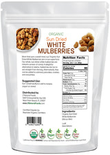 Organic White Mulberries - Sun Dried 100% Pure - No Sugar Added - Exotic All Natural Raisin Alternative - Superfood Fruit Snack for Trail Mix