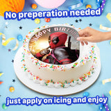 7.5 Inch Edible Cake Toppers - Red and Black Masked Themed Birthday Party Collection of Edible Cake Decorations