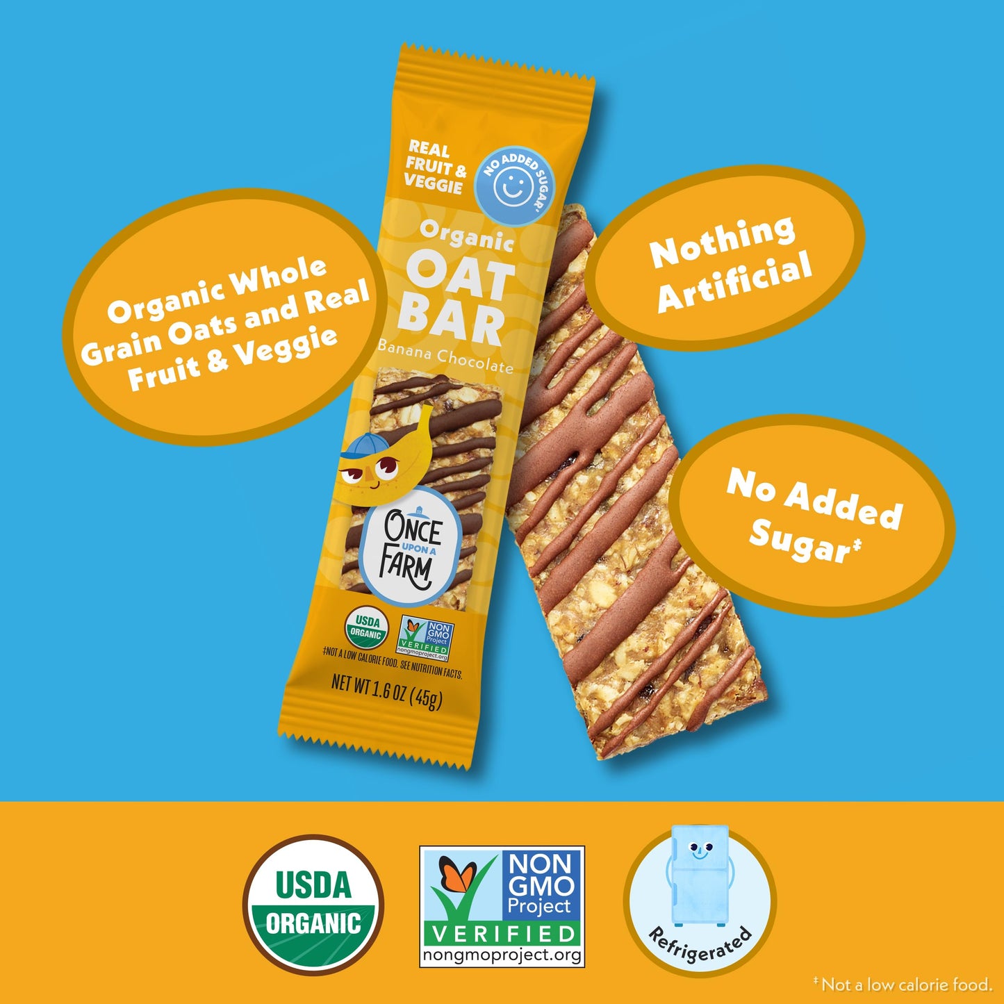 Once Upon a Farm Organic Banana Chocolate Refrigerated Oat Kids' Bar,1.6oz