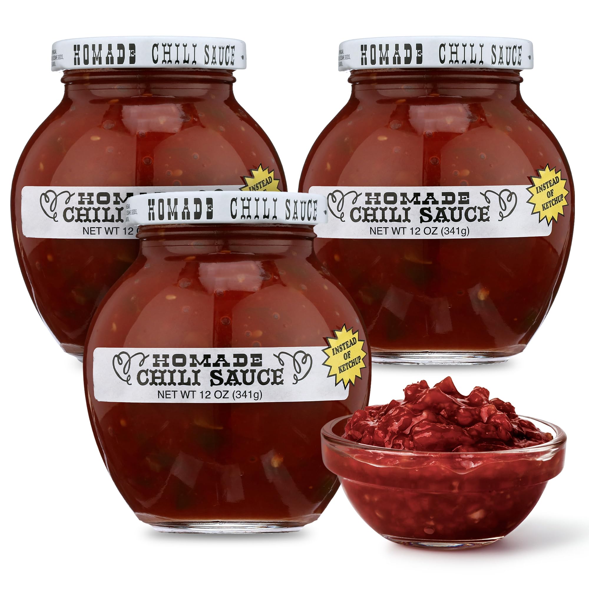 Homade Chili Sauce - 3 Pack (3 × 12 oz Bottles) - Sweet & Tangy Tomato-Based Condiment for Meatballs, Meatloaf Glaze, Cocktail Sauce, Burgers