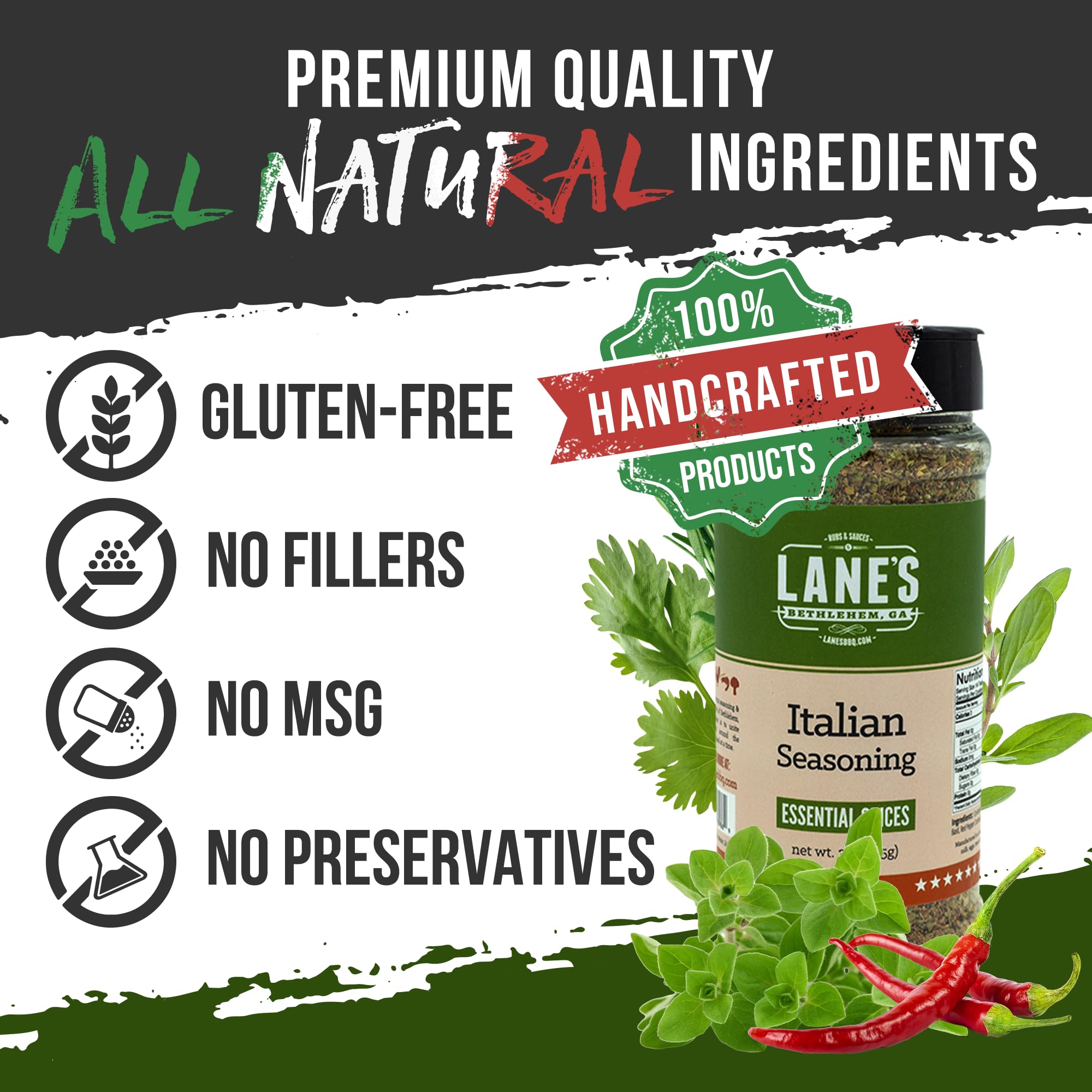 Lane's Italian Seasoning Blend, 3 oz - Premium Italian Herbs Seasoning for Pasta, Pizza & Sauces, Authentic & Aromatic Flavor, All Natural