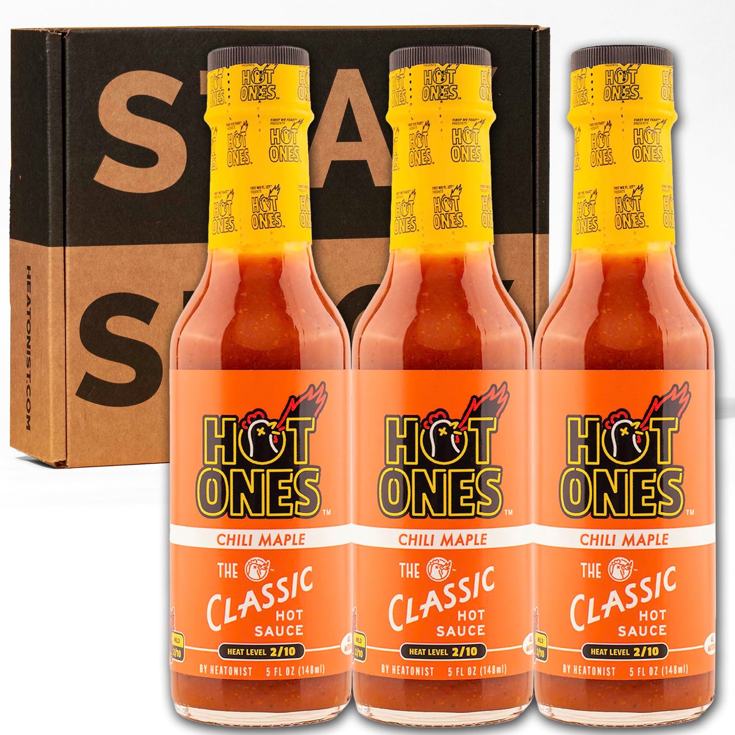 Hot Ones The Classic Chili Maple Made With Natural Ingredients & Flavors From Chili Peppers & Maple Syrup, 5 fl oz Bottle (3-Pack)
