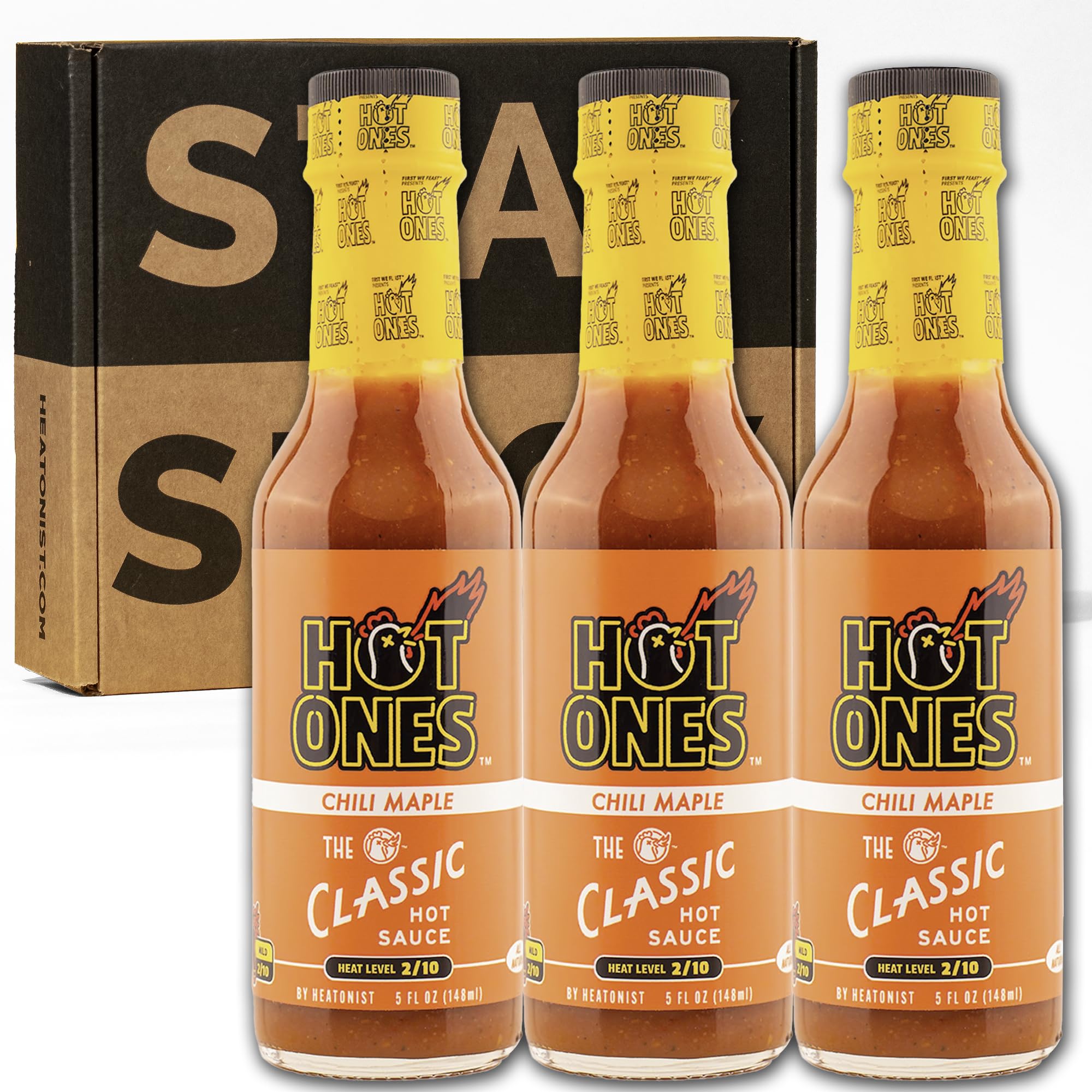 Hot Ones The Classic Chili Maple Made With Natural Ingredients & Flavors From Chili Peppers & Maple Syrup, 5 fl oz Bottle (3-Pack)