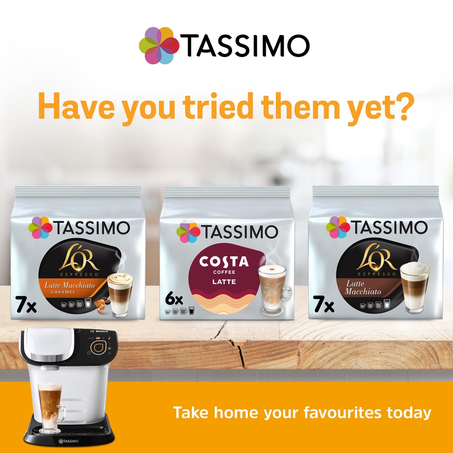 Tassimo Costa Caramel Latte 16 discs, 8 servings (Pack of 5, Total 80 discs, 40 servings)