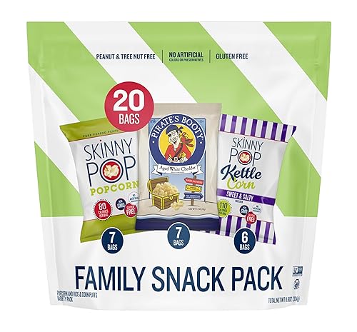 SkinnyPop Family SnackPack Original, Pirate's Booty and SkinnyPop Kettle, Gluten Free, Non-GMO, Vegan Popcorn, Healthy Snacks, 0.5oz Indivudlaly Sized