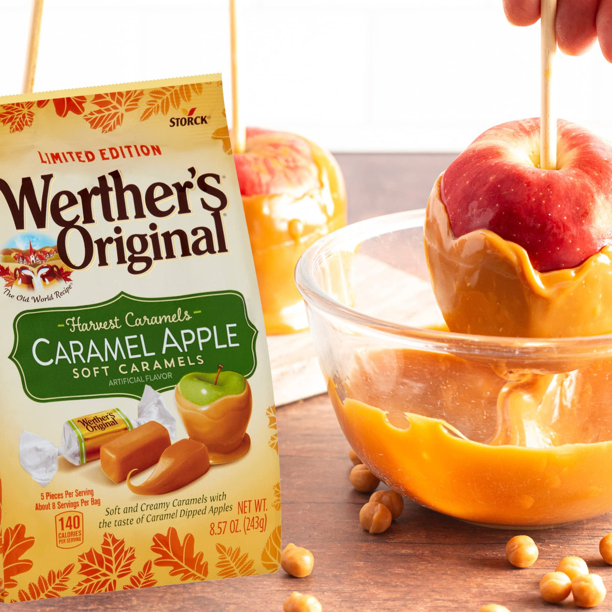 Werther's Original Pumpkin Spice and Caramel Apple Soft Caramels, Pack of 2