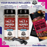 Pit Boss Smoky Salt & Cracked Pepper All Purpose AP Premium BBQ Barbecue Mixed Seasoning Spice & Rub 2 pk Choice Bundle (11.2 oz) + Guide & Keychain