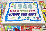 RETRO CANDY YUM ~ 1944 82nd Birthday Gift Box of Nostalgic Candy from Childhood for 82 Year Old Man or Woman Born 1944