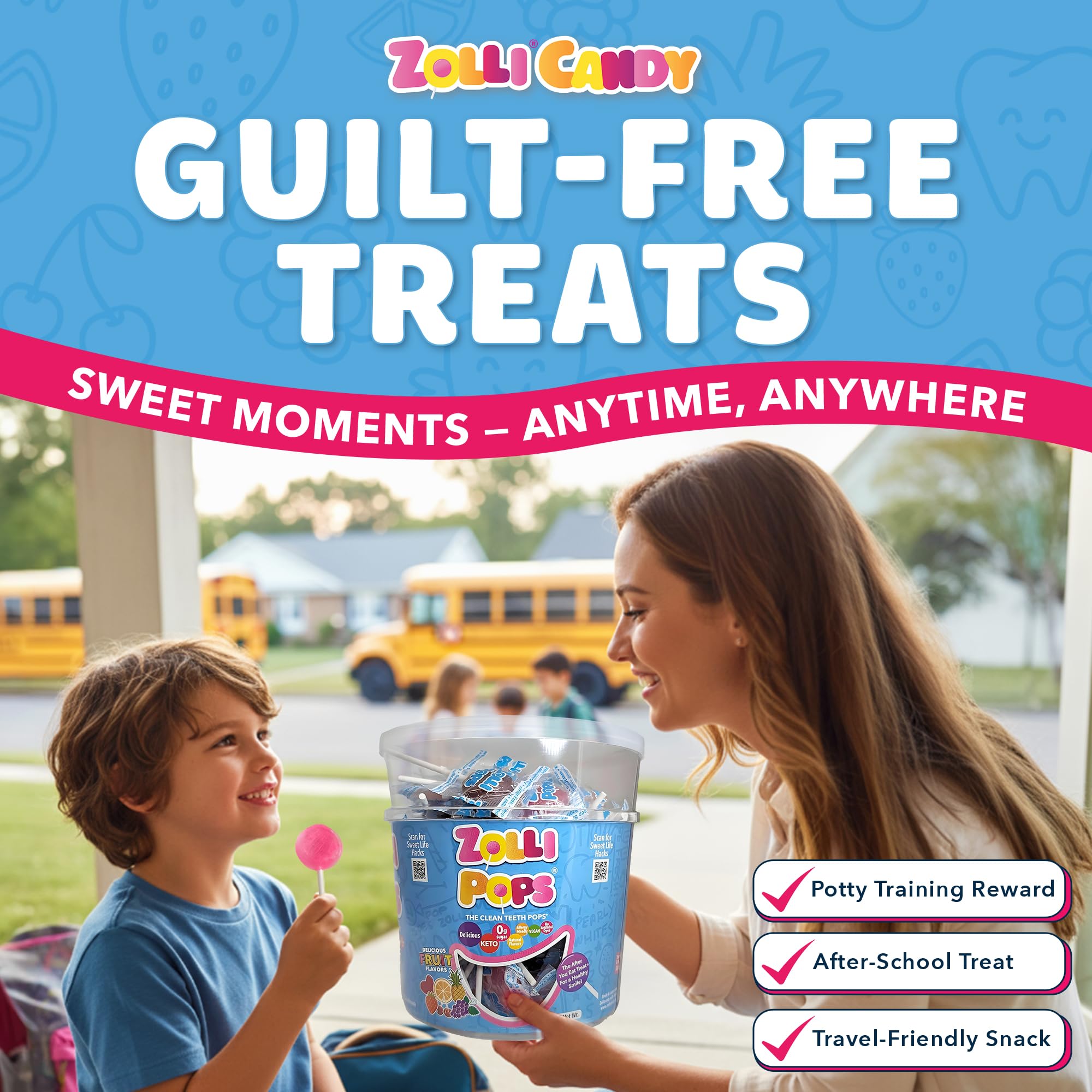 Zollipops Clean Teeth Pops Sugar Free Candy with Xylitol, Dye-Free Lollipops - Keto & Diabetic-Friendly, Dentist-Approved Treats for Kids (Natural