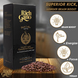 Rich Gano Reishi Mushroom Coffee - (12 Boxes of 30 Sachets) Black Coffee with Ganoderma Extract - All Natural Vegan Friendly Instant Coffee Packets
