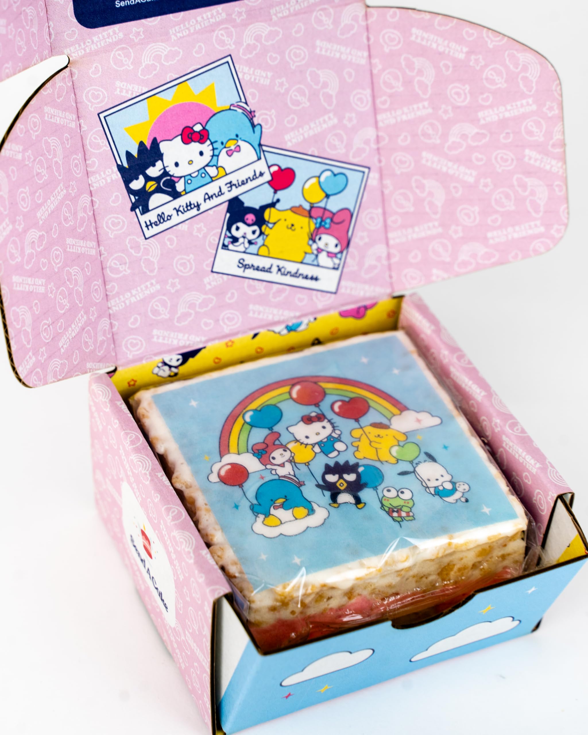 Hello Kitty & Friends Happy Birthday Sweet Treat Gift Box - Includes 1 Jumbo Strawberry Milk Crispy Treat with Edible Design, Ready-to-Gift Unique