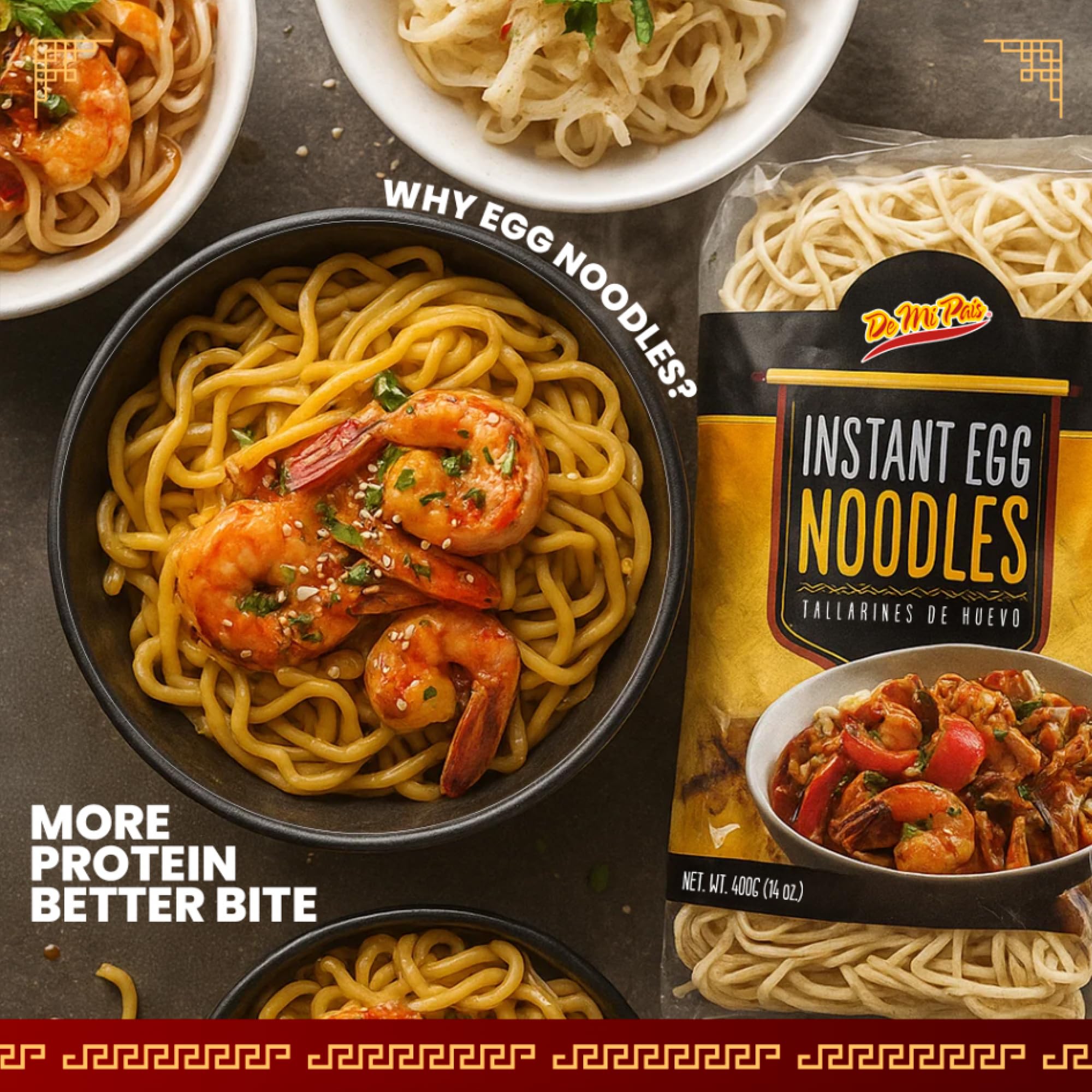 De Mi Pais Egg Noodles - Instant Egg Noodles for Soup, Stir-Fry, Pasta or Ramen Recipes; Traditional Noodles Eggs Crafted in Cambodia Using