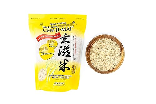 Gen-Ji-Mai Quick Cooking Brown Rice for Meal Prep and Bulk Cooking - Gluten-Free, Vegan, Paleo, Non-Allergenic with 64% more Fiber - Soft and Chewy Texture (4.40 lb bag)
