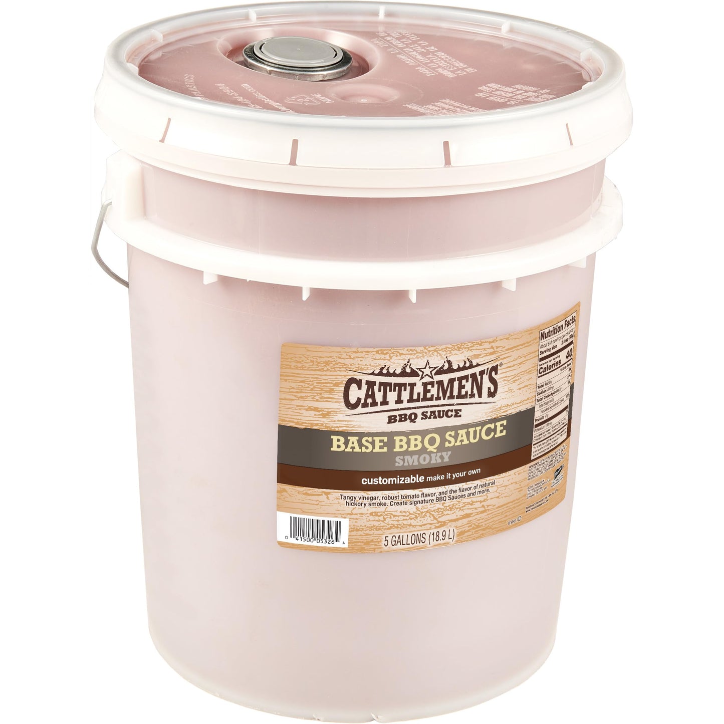 Cattlemen's Smoky Base BBQ Sauce, 5 gal - One 5 Gallon Jug of Customizable Smoky Barbecue Sauce Base for Chefs, Ideal for Ribs, Briskets, Wings