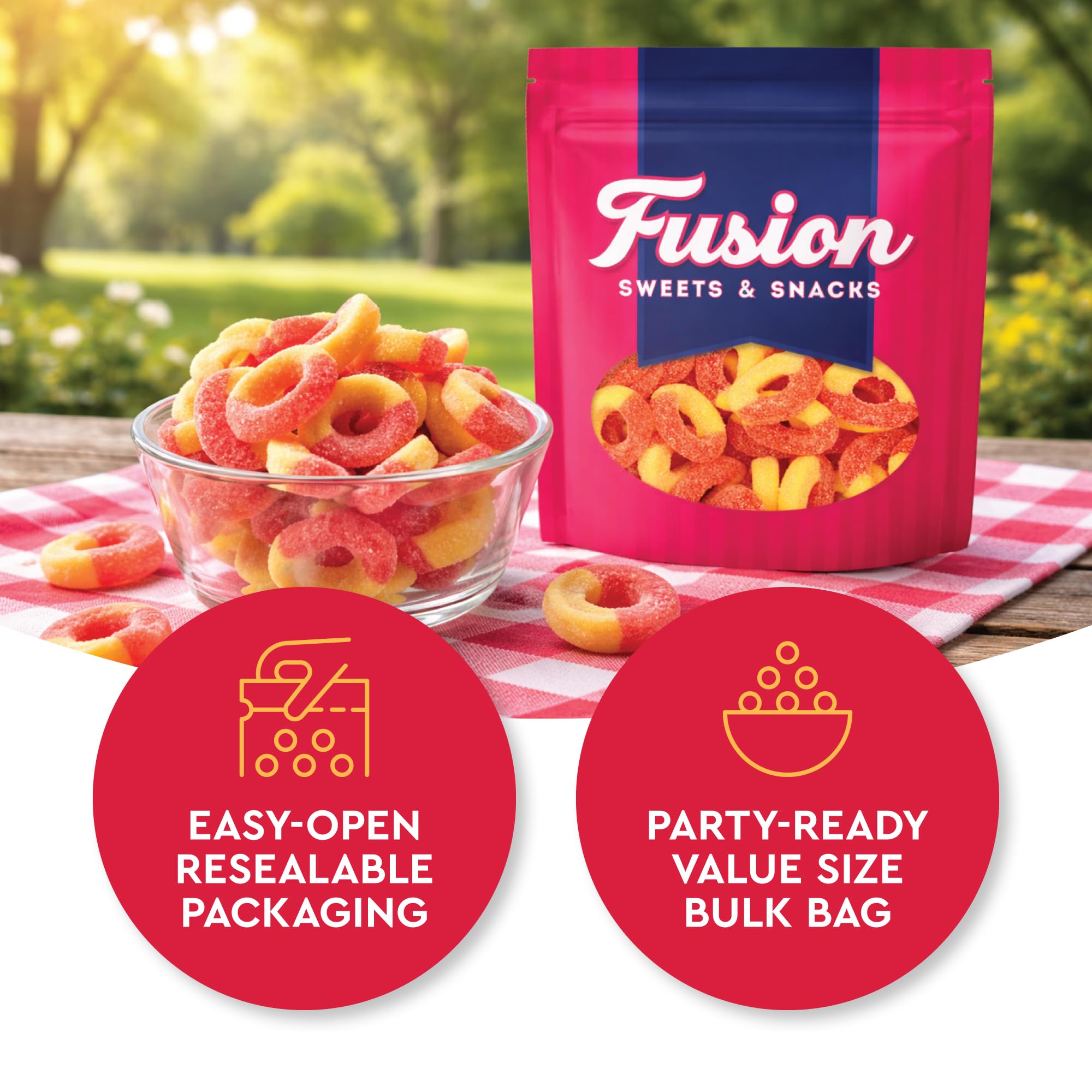 Peach Rings Gummy Candy 1 lb - Soft Chewy Texture Classic Sweet & Sour Gummies Bulk Bag, Nostalgic Juicy Peach Rings Bulk For Snacking, Party Treats