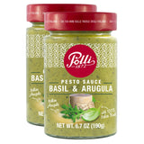 Polli Pesto Sauce Arugula & Basil - Italian Green Pesto with Basil, Parsley, Pecorino Romano DOP Cheese & Cashews - 2 Pack (6.7 oz Each)