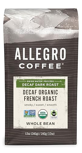 Allegro Coffee Decaf Organic French Roast Whole Bean Coffee, 12 Ounce (Pack of 1)