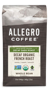 Allegro Coffee Decaf Organic French Roast Whole Bean Coffee, 12 Ounce (Pack of 1)