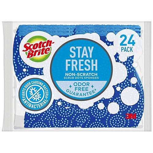 Scotch-Brite Scrub Dots Non-Scratch Scrub Sponges, Sponges for Cleaning Kitchen, Bathroom, and Household, Non-Scratch Sponges Safe for Non-Stick