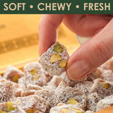 Coconut Turkish Delight with Pistachio - Soft Bird Lokum Candy, Traditional Turkish Sweets, Gourmet Arabic Candy Gift Box, Delicias Turcas, 17.6 oz