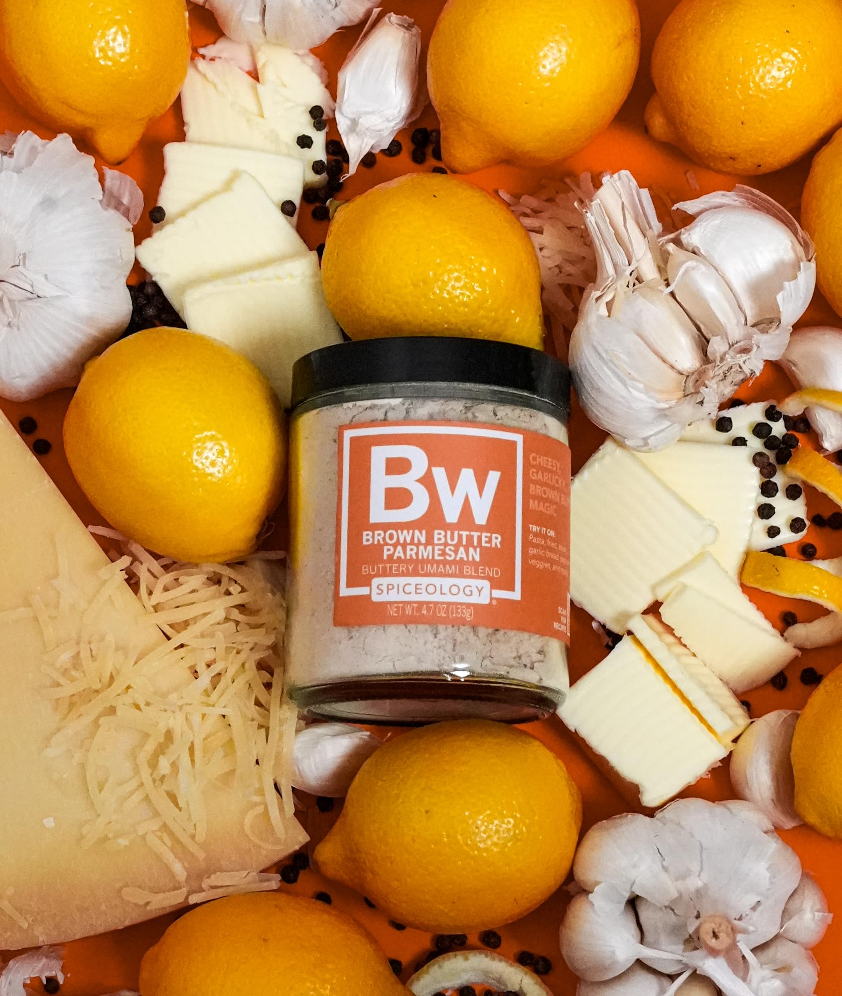 Spiceology - Brown Butter Parmesan Seasoning - Real Brown Butter, Parmesan & Lemon Peel - Chef-Crafted Umami Blend for Pasta, Fries, Veggies, Poultry