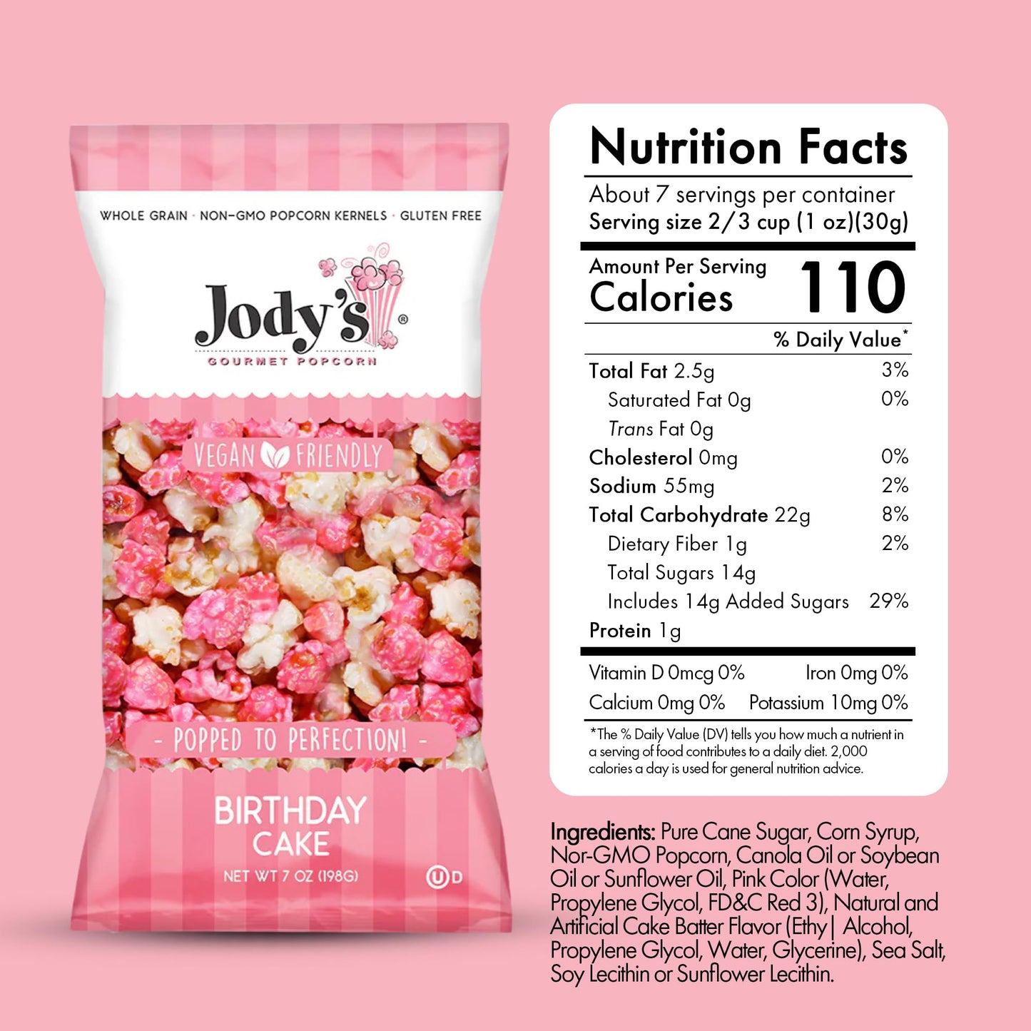 Jody’s Gourmet Popcorn 3-Pack Variety Bundle - 7oz Bags of Caramel Corn, Birthday Cake, and Confetti Flavors - Sweet and Salty Handcrafted Snack