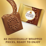 Ferrero Rocher Premium Milk Hazelnut chocolate squares, Individually Wrapped Chocolates, Great for Sharing or Gifting, 22.2 oz