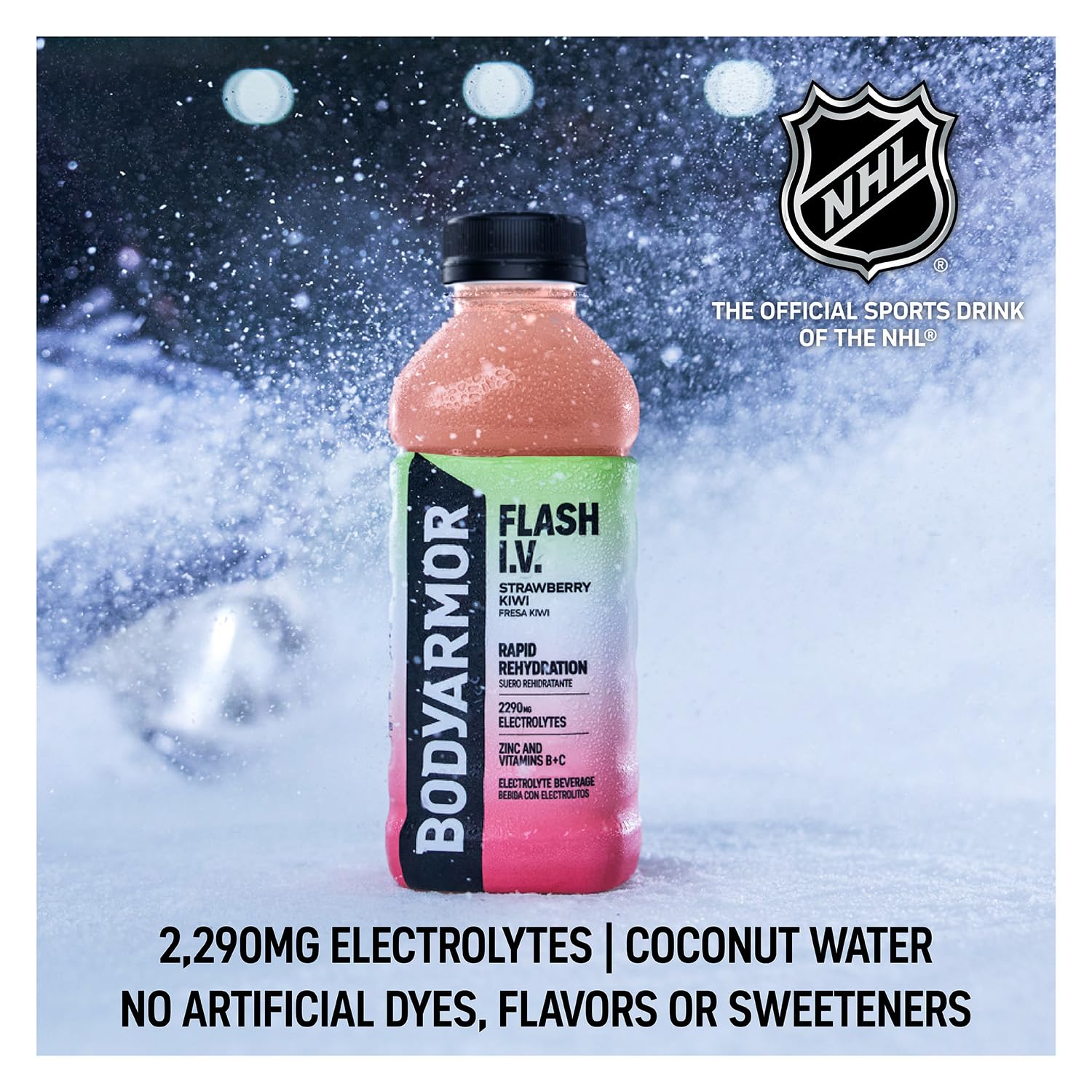 BODYARMOR Flash I.V. Zero Sugar Electrolyte Beverage, Lemon Lime, Hydration Drink For Rapid Rehydration, Post Workout Recovery, 20 Fl Oz (Pack of 12)