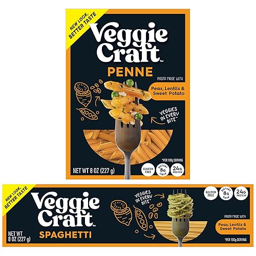 Veggiecraft Farms Variety Pack - NEW BETTER TASTE - Gluten Free Pasta, Plant Based Protein Pasta with Sweet Potato, Lentils & Peas, Low Carb, Vegan