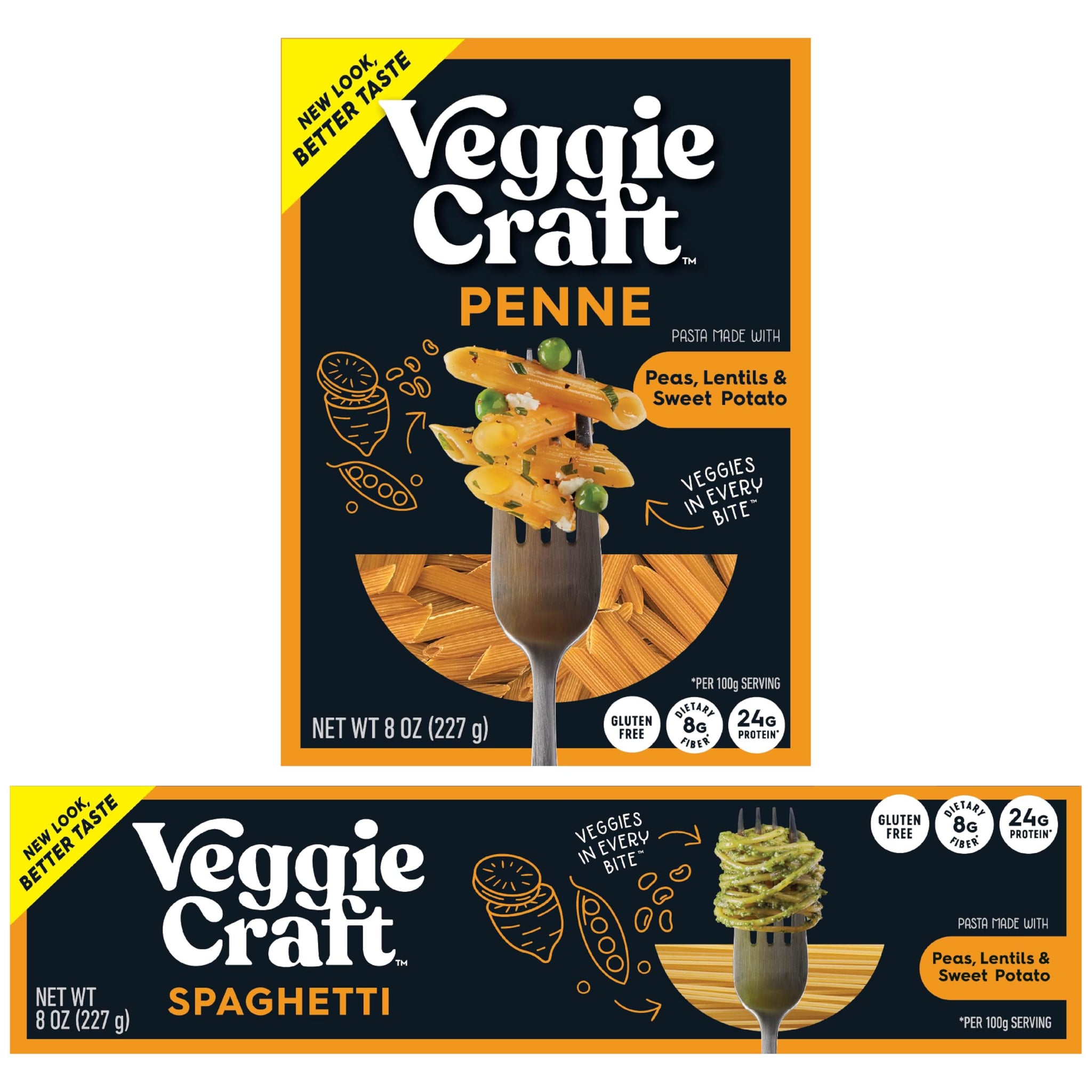 Veggiecraft Farms Variety Pack - NEW BETTER TASTE - Gluten Free Pasta, Plant Based Protein Pasta with Sweet Potato, Lentils & Peas, Low Carb, Vegan