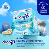 Dropps Activewear Laundry Detergent Pods, Crisp Breeze (64 Count) - Powerful Laundry Pods | Fights Sweat & Body Odors | For Synthetic Workout Clothes