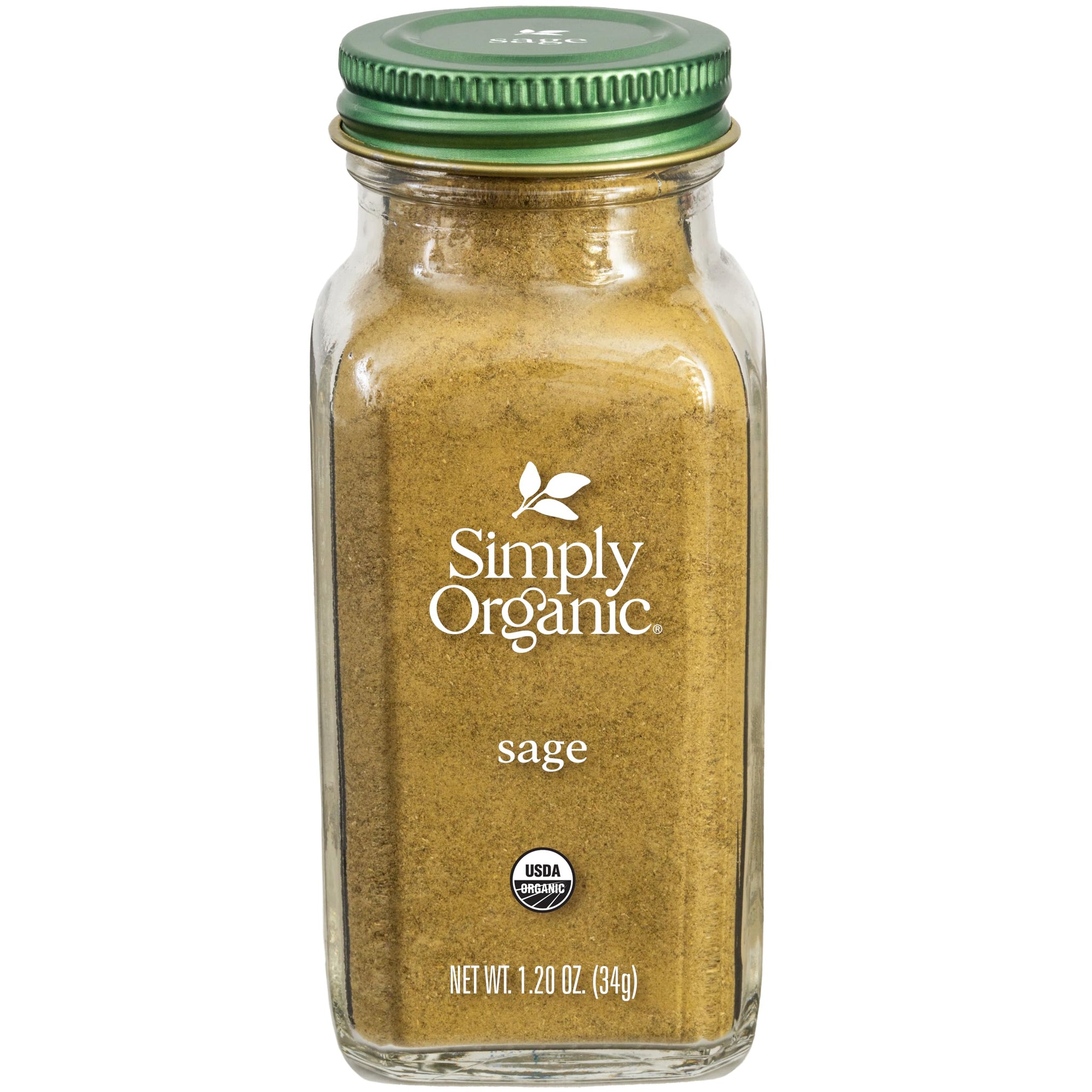 Simply Organic Ground Sage Leaf, 1.41 Ounce, Sweet Earthy Flavor, Hints of Mint, Pair with Garlic & Rosemary, Kosher, Organic