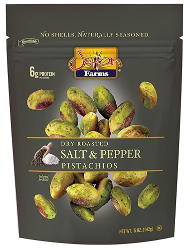 Setton Farms Naturally Seasoned Pistachio Kernels, Salt and Pepper, No Shell Pistachios, Certified Non-GMO, Gluten Free, Vegan and Kosher, 5 oz