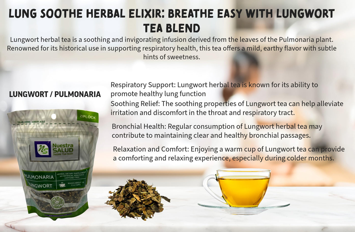 Lungwort Herbal Tea Pulmonaria Value Pack (120g)