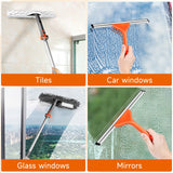 Chabatree Window Squeegee Cleaner Set 2-in-1 Window Cleaning Tool with Extendable Pole, Window Cleaning kit with Bendable Head for Indoor & Outdoor
